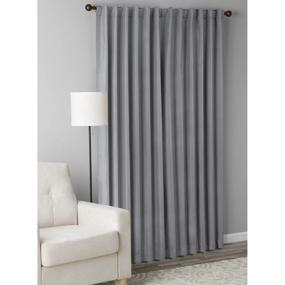 Mainstays Blackout Curtains Gray 50x84 Set of 2 Rod‎ Pocket Panels Charcoal